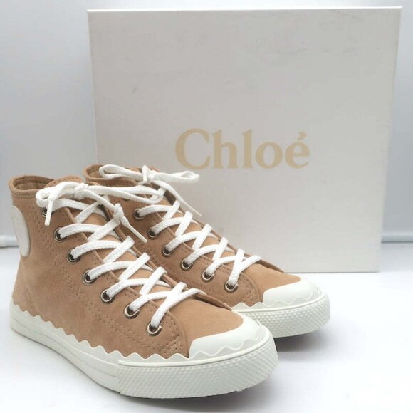 Chloe Shoes - Chloe Kyle High Top Sneakers Beige Suede Size 36 NEW